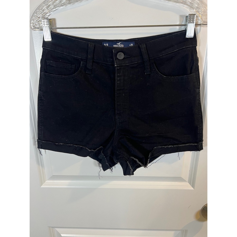 Hollister Womens Shorts High-Rise Soft Stretch Cut-Off Black 9/8 W29